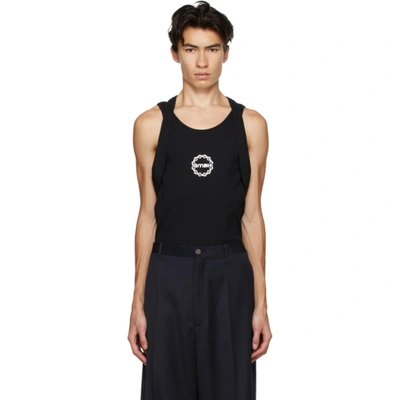 Gmbh Multi-strap Logo-print Cotton-blend Tank Top In Black
