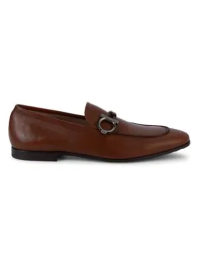 Ferragamo Men's Ree Double Gancini Bit Leather Loafers Regular - 100% Exclusive In Brown