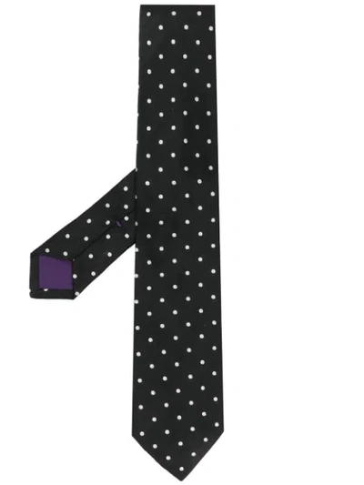 Ralph Lauren Dot Print Neck Tie In Black