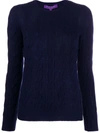 Polo Ralph Lauren Women's Cable Knit Cashmere Sweater In Blue