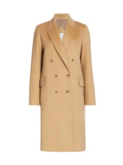 St John Wool And Cashmere Double Breasted Coat In Camel
