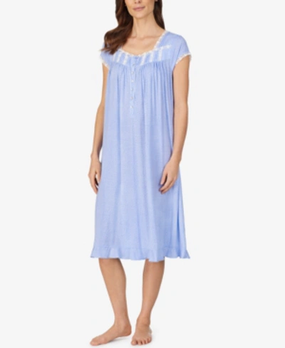 Eileen West Waltz Dot Print Nightgown In Blue Grid