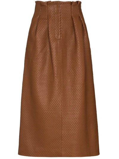 Dodo Bar Or Women's Tricia Woven Leather Pencil Skirt In Brown