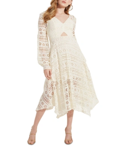 Guess Marcella Crocheted Midi Dress In Cream White