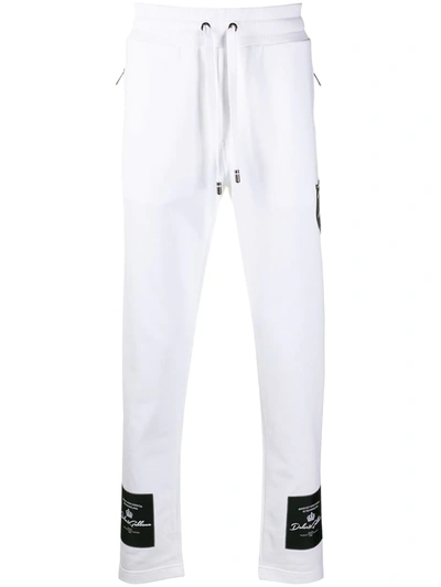 Dolce & Gabbana Logo Patched Track Pants In Bianco