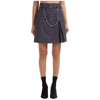 Alberta Ferretti Chained Zip Checked Skirt In Multi
