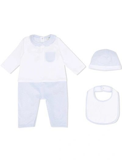 Fendi Babies' Monogram-print Three-piece Pyjama Set In Azzurro