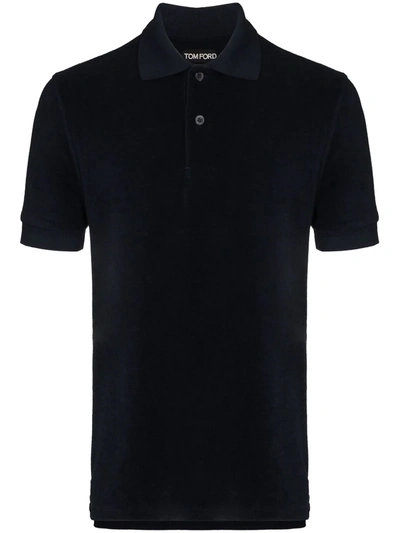 Tom Ford Blue Terry Cotton Polo Shirt