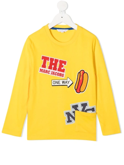 Marc Jacobs Kids' Graphic Print Long-sleeve Top In Yellow