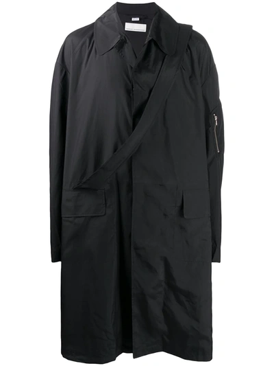 Random Identities Oversized Trench Coat In Black