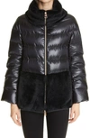 Herno Ultralight Down Puffer Jacket With Faux Fur Trim In Black