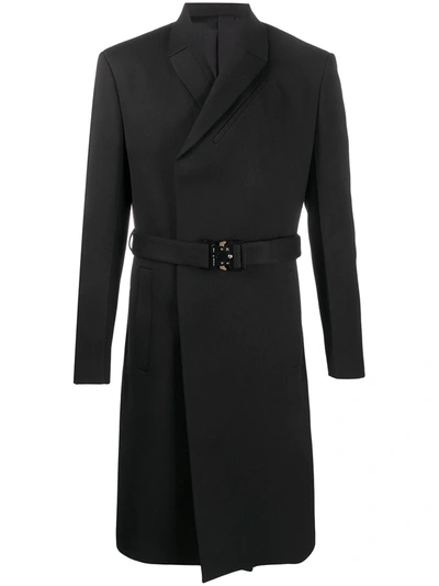 Alyx Double High Buckled Coat In Black