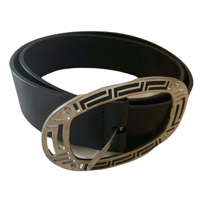 Pre-owned Versace Leather Belt In Black