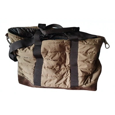Pre-owned Moncler Cloth Weekend Bag In Brown