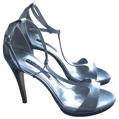 Pre-owned Ralph Lauren Leather Sandal In Silver