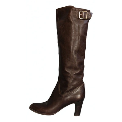 Pre-owned Sergio Rossi Leather Boots In Brown