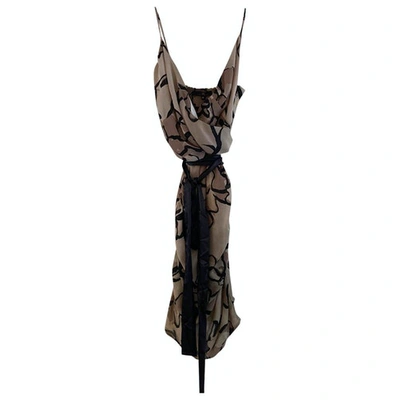Pre-owned Elisabetta Franchi Silk Mini Dress In Brown