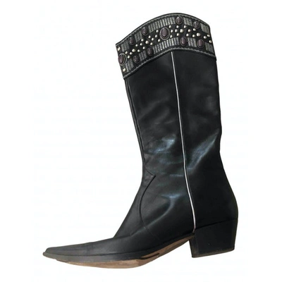 Pre-owned Sergio Rossi Leather Boots In Black