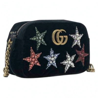 Pre-owned Gucci Marmont Black Suede Handbag