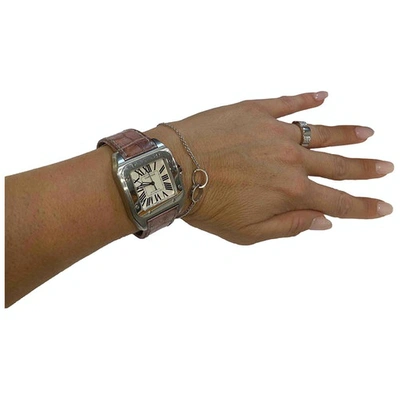 Pre-owned Cartier Santos 100 Brown Steel Watch