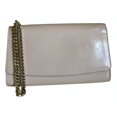 Pre-owned Sergio Rossi Patent Leather Clutch Bag In Beige