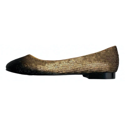 Pre-owned Chanel Glitter Ballet Flats In Gold
