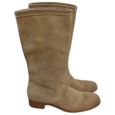 Pre-owned Ndc Western Boots In Beige