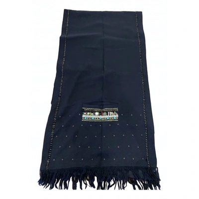 Pre-owned Megan Park Wool Stole In Blue
