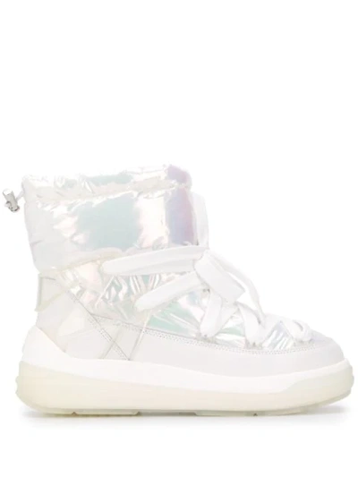 Moncler 30mm Leather & Nylon Snow Boots In White