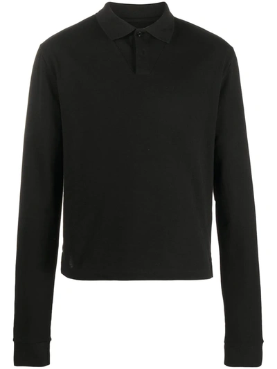 Bottega Veneta Short-sleeved Cotton Polo Shirt In Black