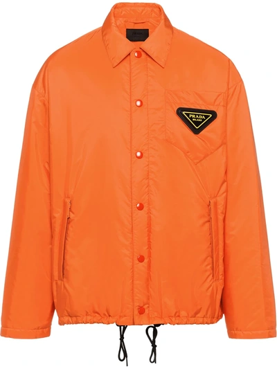 Prada Snap-button Fastening Shirt Jacket In Orange