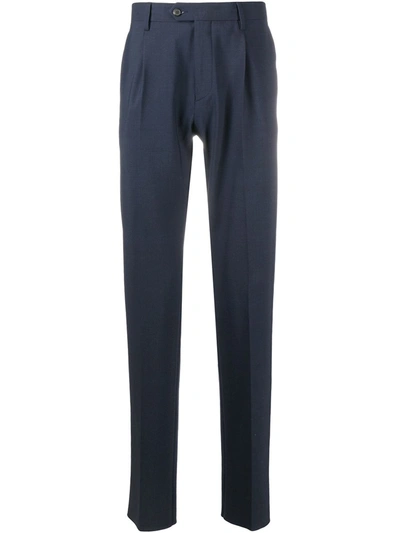 Traiano Milano Straight Leg Tailored Trousers In Blue