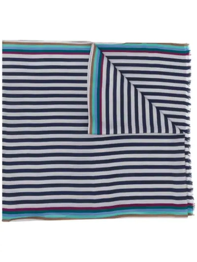 Ps By Paul Smith Bold Stripe Print Scarf In Grey