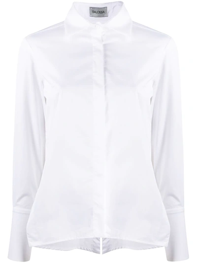 Balossa Pointed Collar Cotton Shirt In White