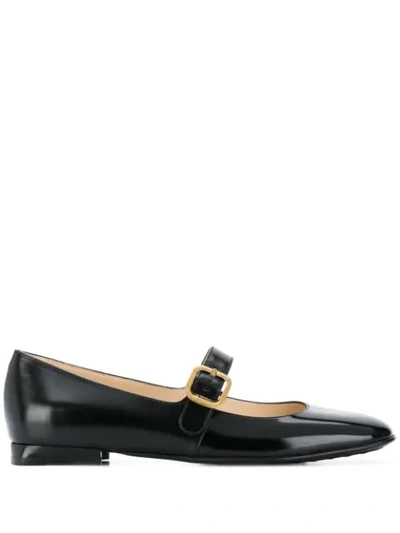 Tod's Square-toe Belted Ballerina Flats In Black