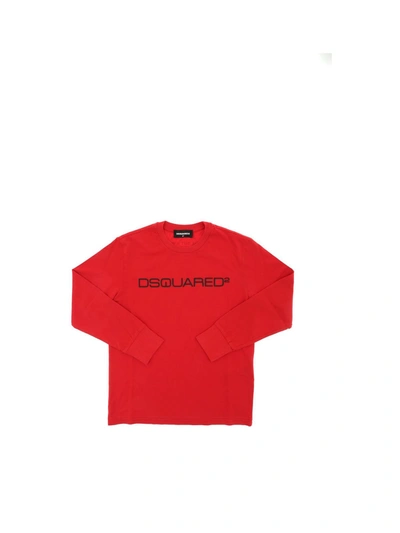 Dsquared2 Kids' Black Logo T-shirt In Red