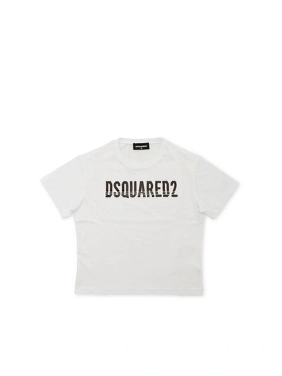 Dsquared2 Kids' Sequin Logo T-shirt In White