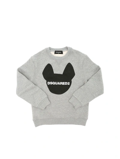 Dsquared2 Kids' Print Sweatshirt In Melange Grey In Grigio