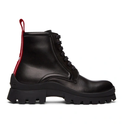 Dsquared2 Tank Tape Combat Boots In Black Leather In M002 Neroro