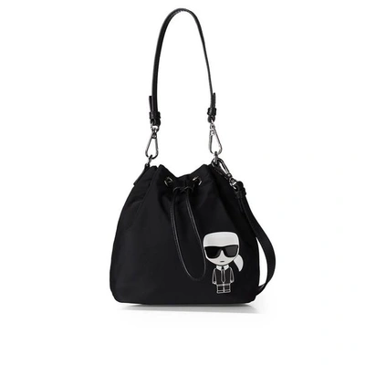 Karl Lagerfeld K/ikonik Black Nylon Bucket Bag