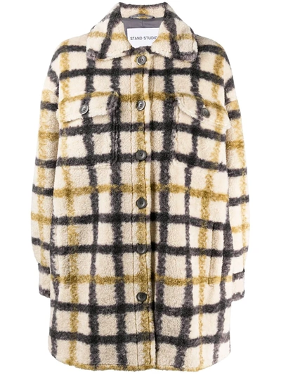 Stand Studio Checked Shearling Jacket In Multicolour