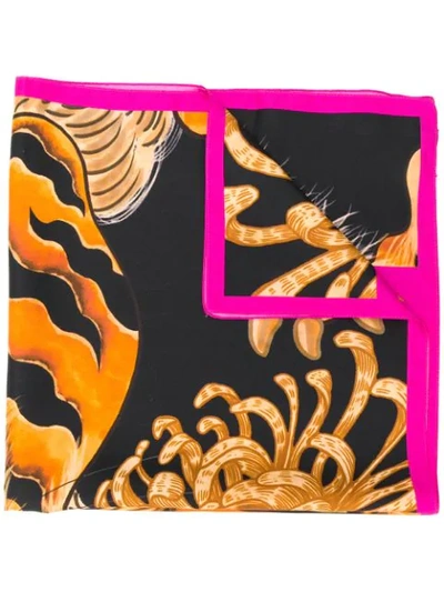 Dsquared2 Tiger Print Scarf In Black