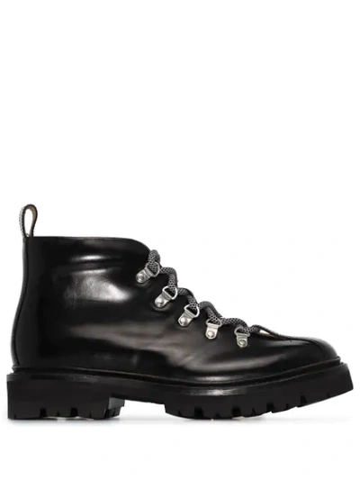 Grenson Black Bridget Leather Hiking Boots
