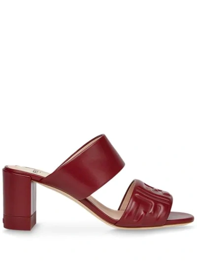 Fendi Embossed Logo Strappy Sandals In Red