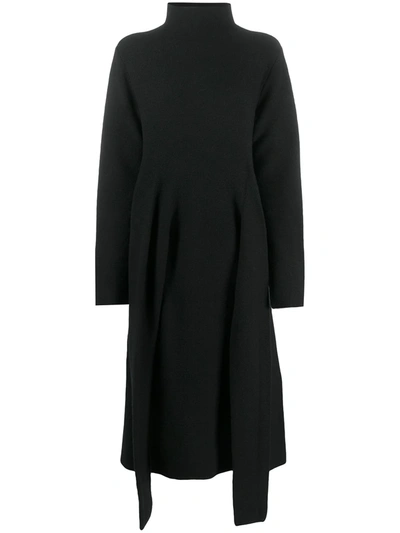 Christian Wijnants Oversize Front Tie Knit Dress In Black