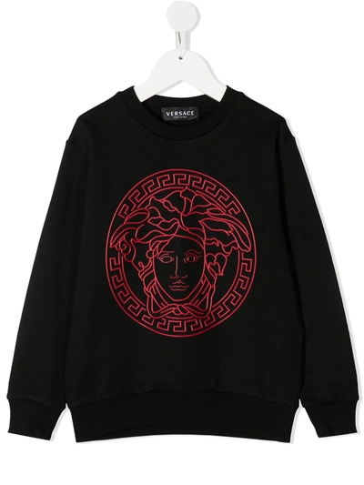 Young Versace Kids' Medusa Head Sweatshirt In Black