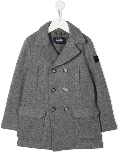 Il Gufo Kids' Long-sleeve Peacoat In Grey