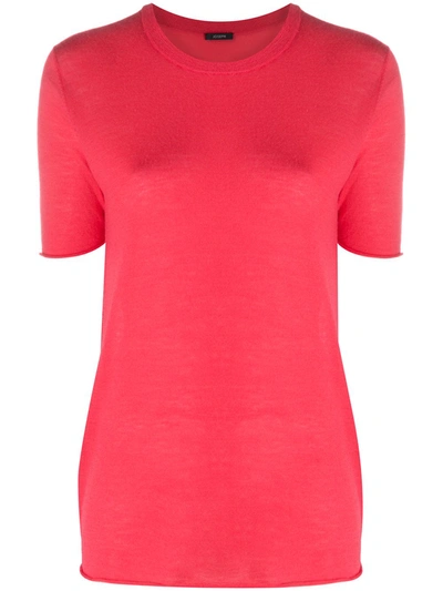 Joseph Short-sleeved Long Knitted Top In Pink