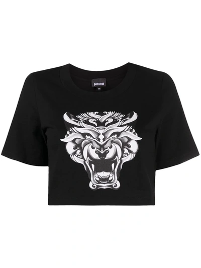 Just Cavalli Graphic-print Cotton T-shirt In Black