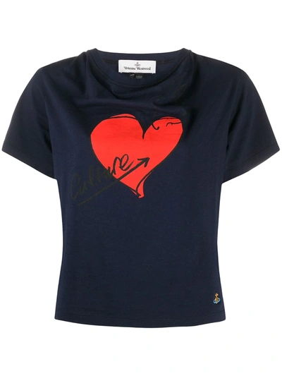 Vivienne Westwood Heart Print Organic Cotton T-shirt In Blue